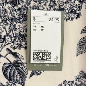 H&M Black and White Floral Blouse